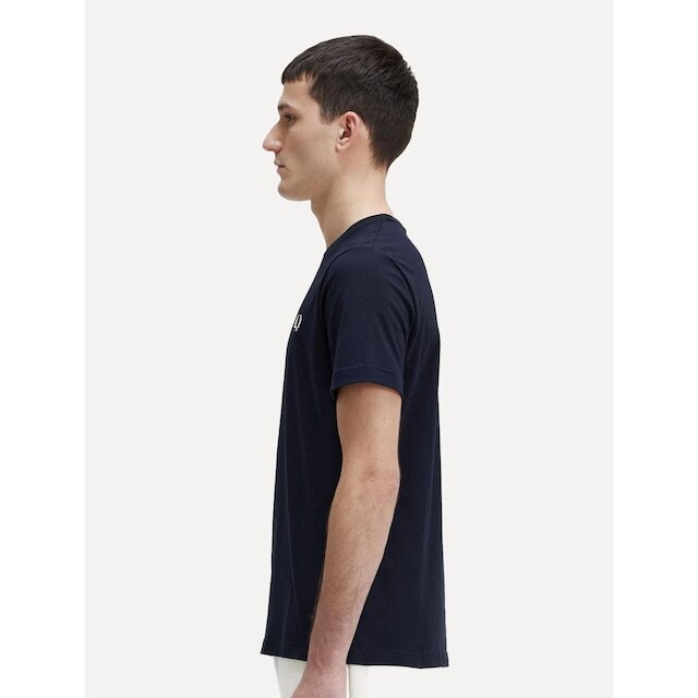 Camiseta Fred Perry Regular Crewneck Logo Azul Marinho