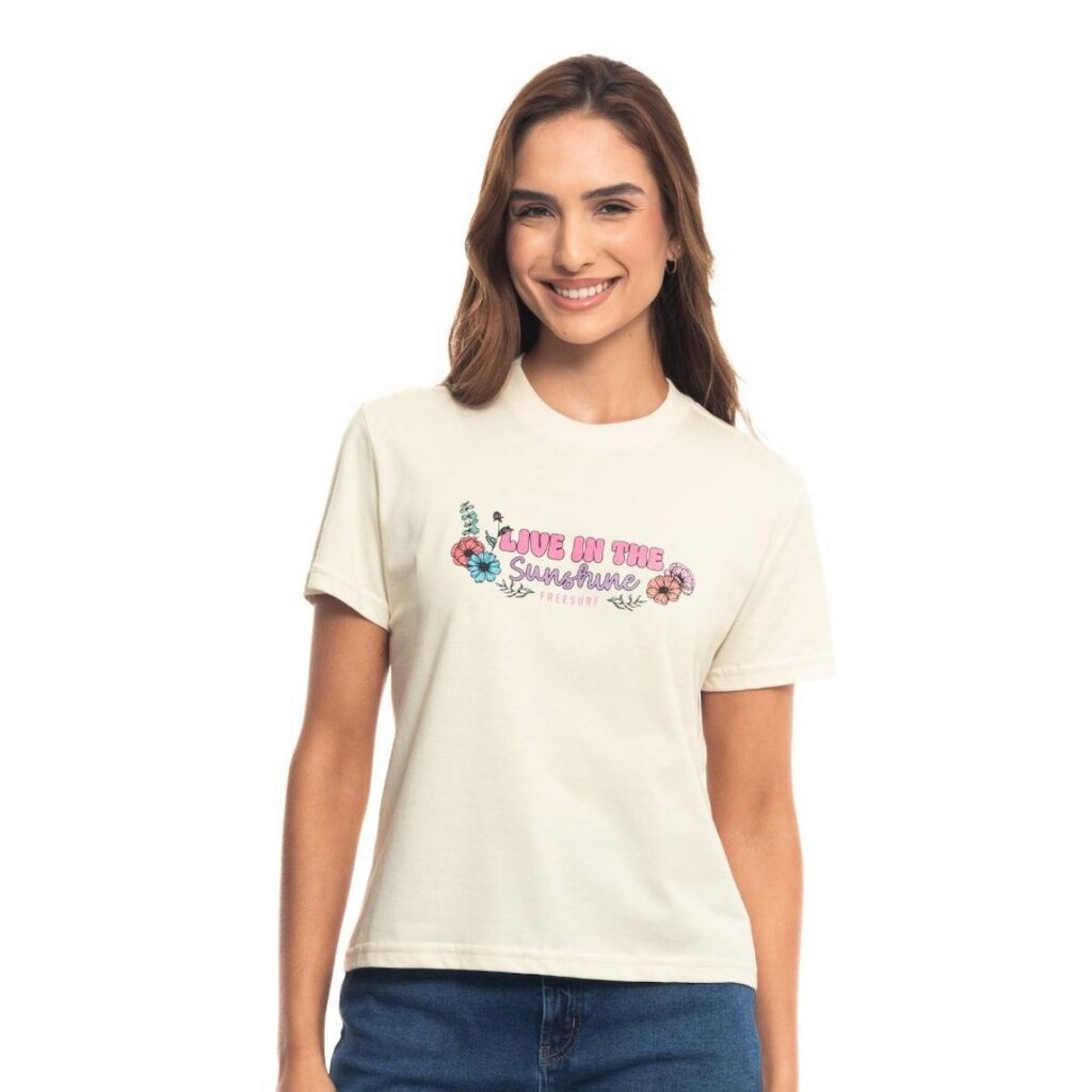 Camiseta Freesurf Baby Look Cute Off White