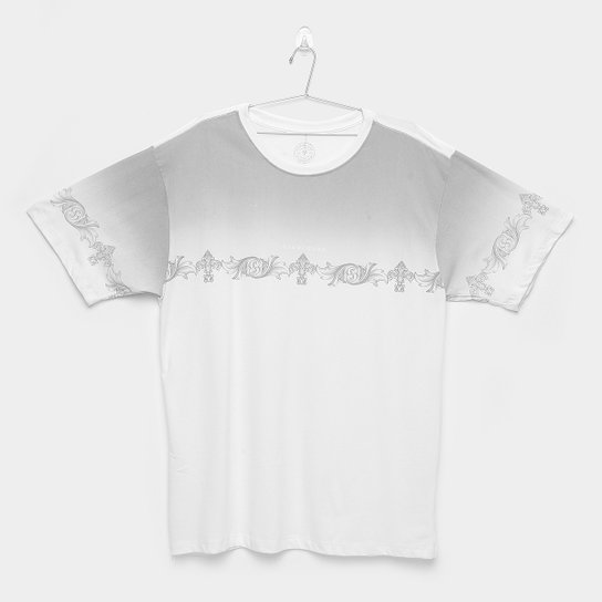 Camiseta Gajang Degradê Estampada Plus Size Masculina - Branco