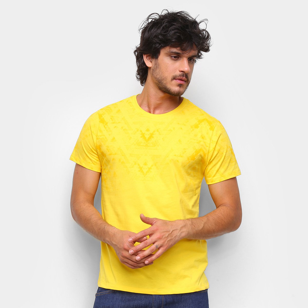 Camiseta Gajang Estampada Masculina - Amarelo Menor preço em Camiseta Gajang Estampada Masculina - Amarelo