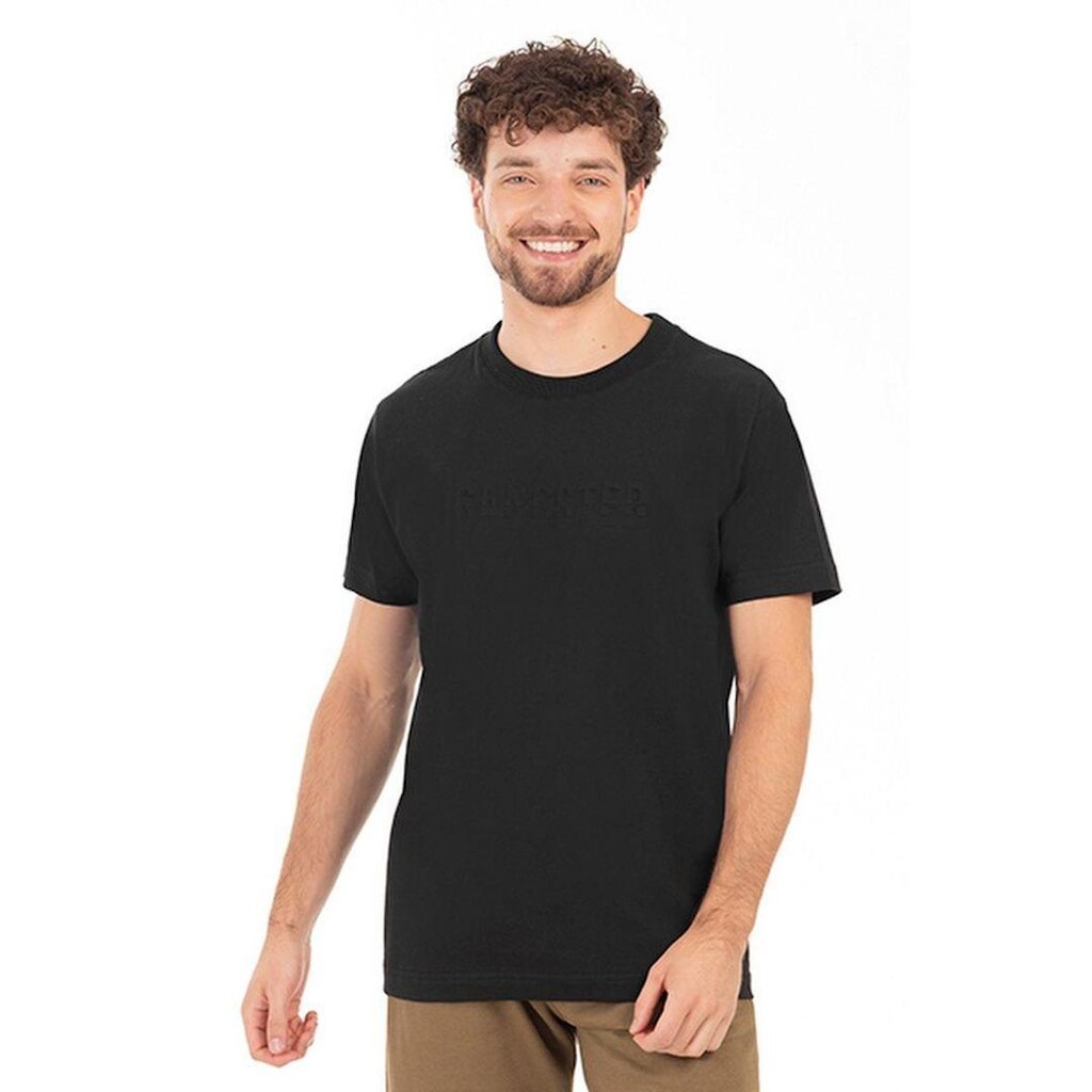Camiseta Gangster Masculina Básica Preta Logo Alto Relevo
