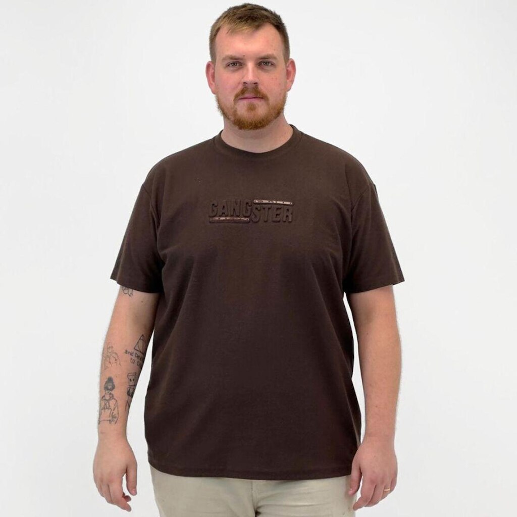 Camiseta Gangster Plus Size Manga Curta Masculina