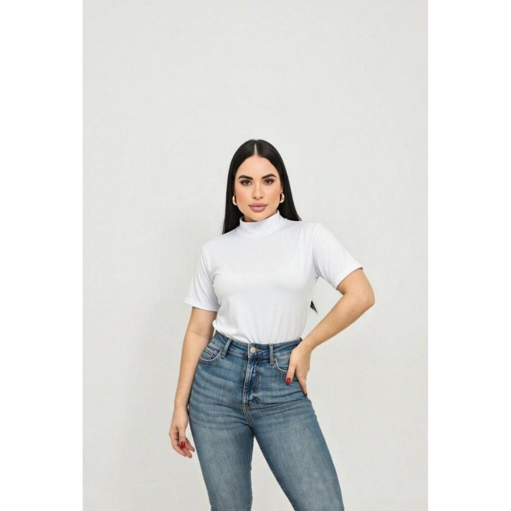 Camiseta Gola Alta D Bell Outlet Fashion Branca