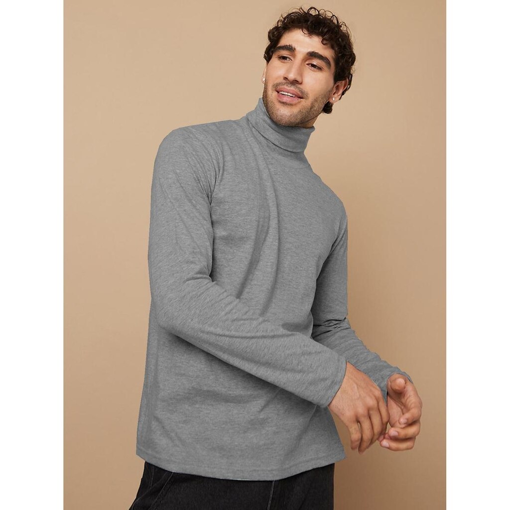 Camiseta Gola Alta Masculina Slim Térmica Manga Longa