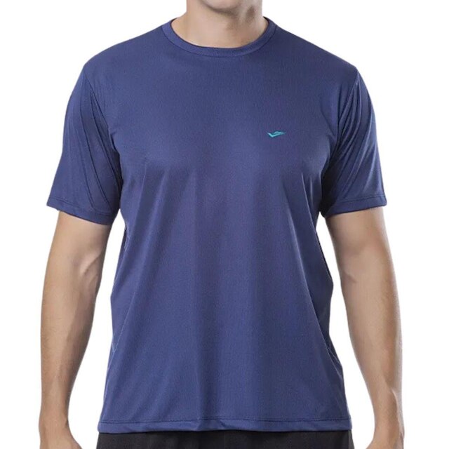 Camiseta Gola Careca Plus Size Elite - Petroleo/Branco - EG5