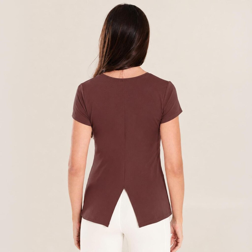 Camiseta Gola v Abertura Costas Preto Microfibra Donna Carioca