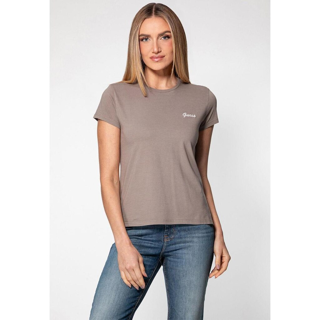 Camiseta GUESS Bordado Cursivo Bege