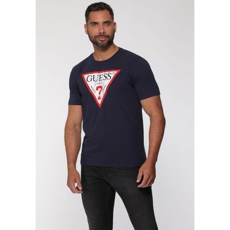 Camiseta Guess Triang Desgastado Azul Escuro