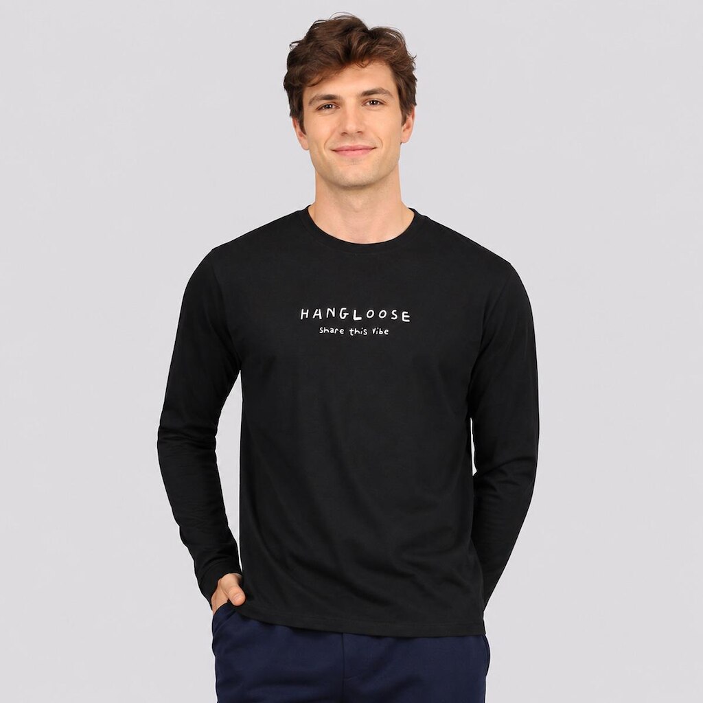 Camiseta Hang Loose Share It Manga Longa  Masculino