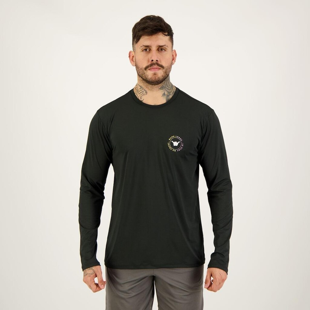 Camiseta Hang Loose Surf Manga Longa Proteção UV 50 Preta