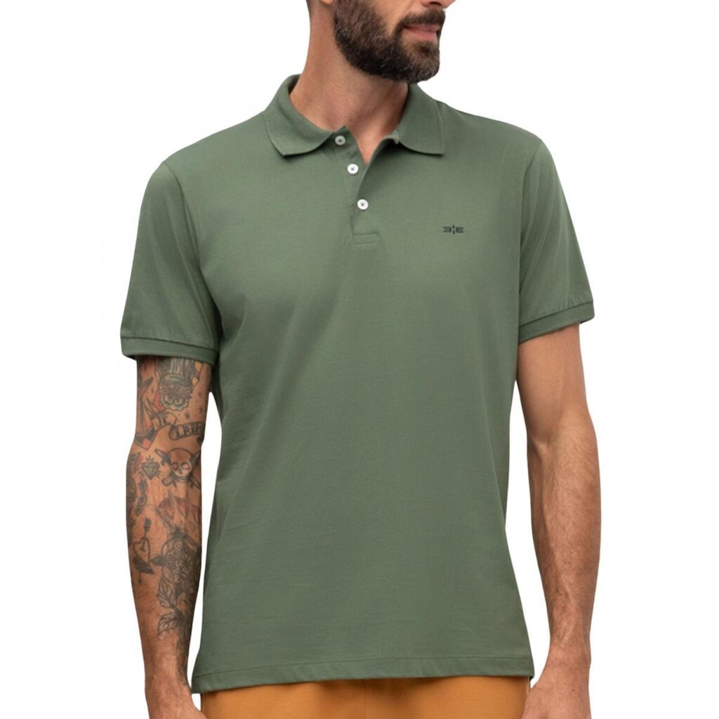 CAMISETA HANGAR POLO COM BOTAO MALHA PIMA - MASCULINA