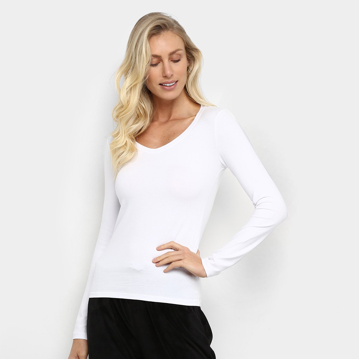 Camiseta Hering Básica Manga Longa Feminina - Branco é ruim? Camiseta Hering Básica Manga Longa Feminina - Branco é boa?