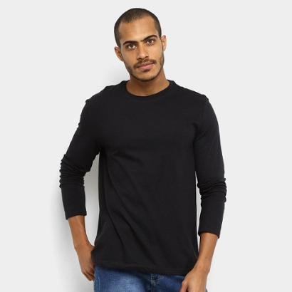 Camiseta Hering Básica Manga Longa Masculina - Preto Clássico