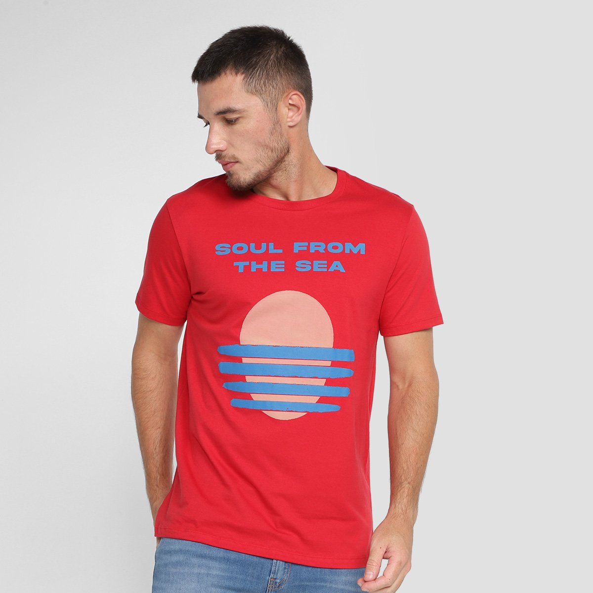 Camiseta Hering Estampada Masculina - Vermelho Escuro Menor preço em Camiseta Hering Estampada Masculina - Vermelho Escuro