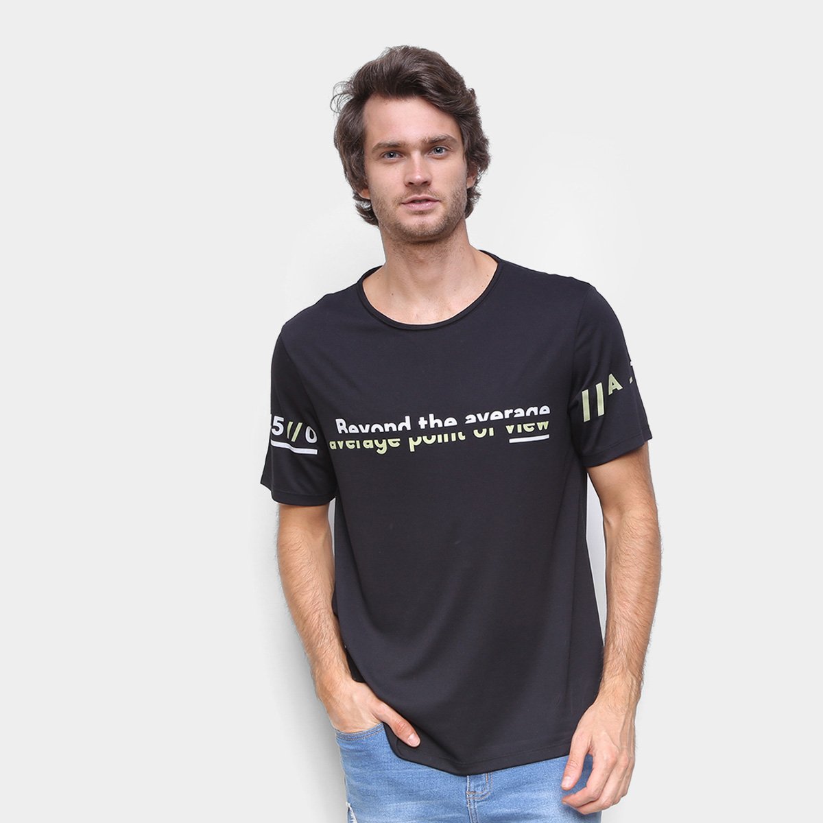 Camiseta Hering Estampada Viscose Masculina - Preto Menor preço em Camiseta Hering Estampada Viscose Masculina - Preto