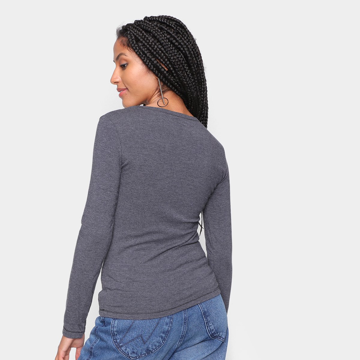 camiseta manga longa gola v hering