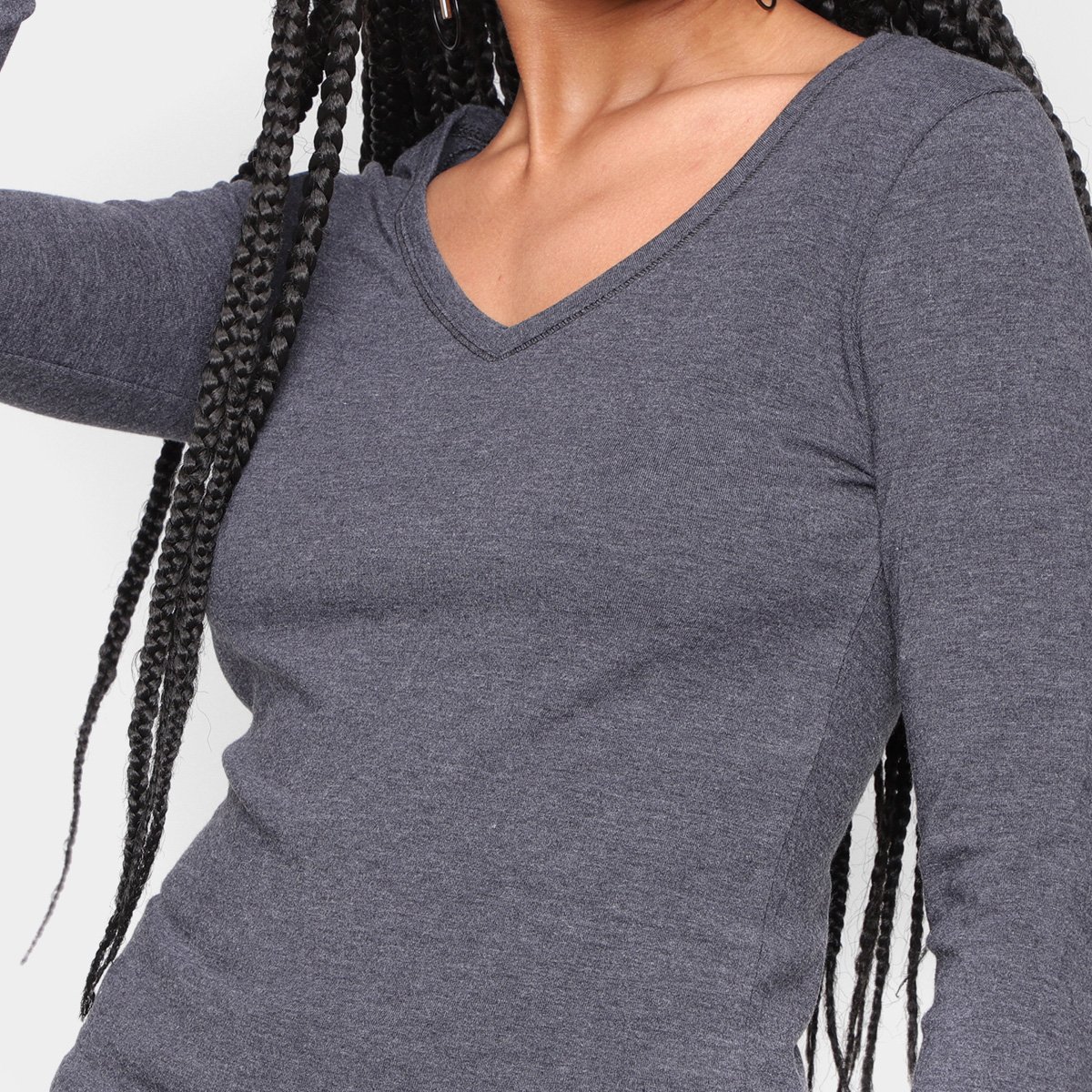 camiseta manga longa gola v hering