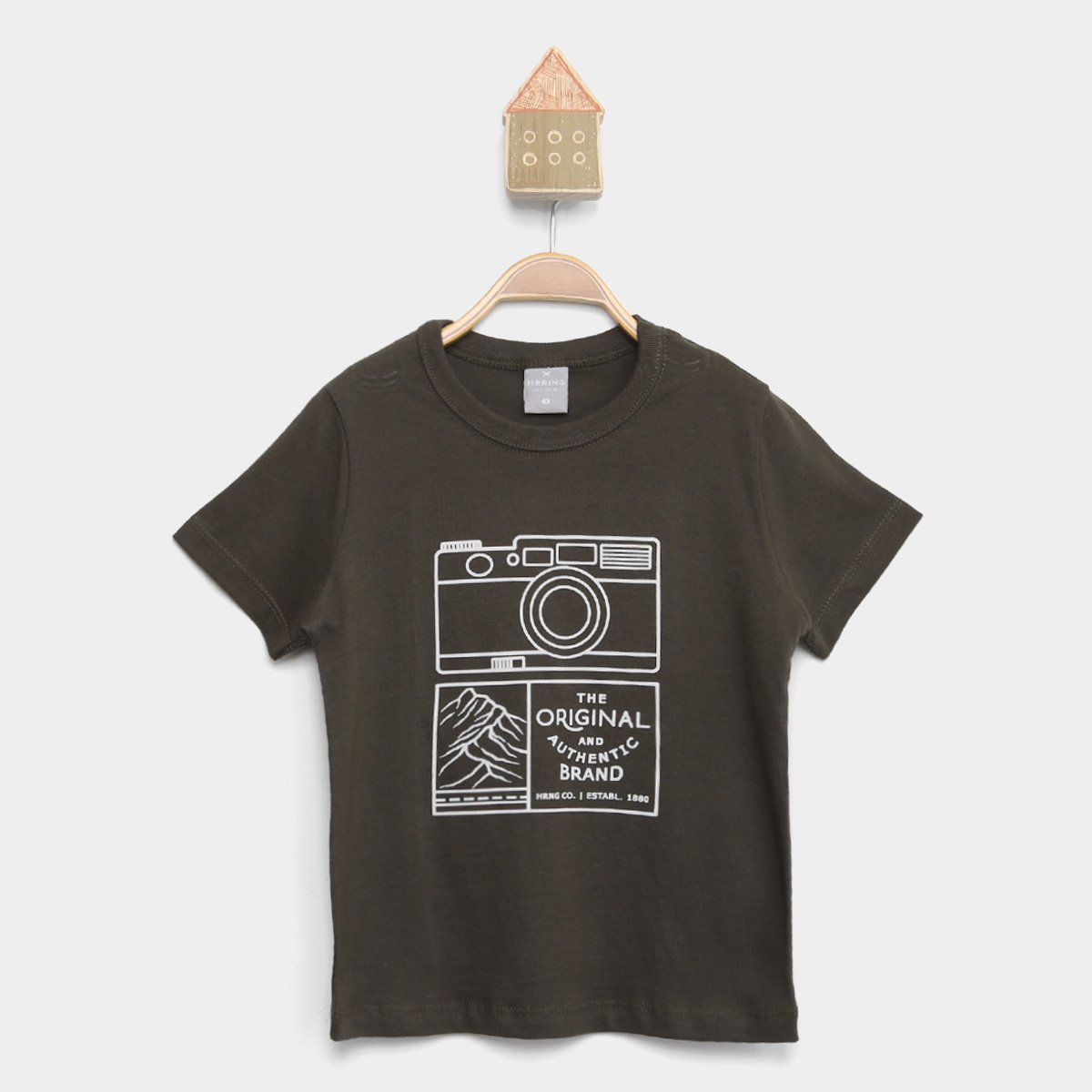 Camiseta Hering Kids Estampada Menino - Verde Militar Menor preço em Camiseta Hering Kids Estampada Menino - Verde Militar