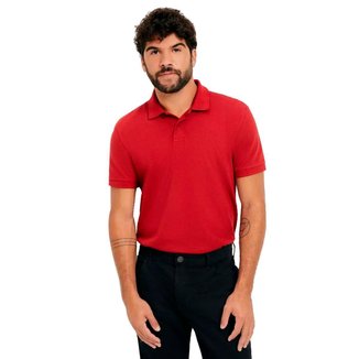 Camiseta Hering Polo Básica Masculina Regular Em Piquet  Vermelho