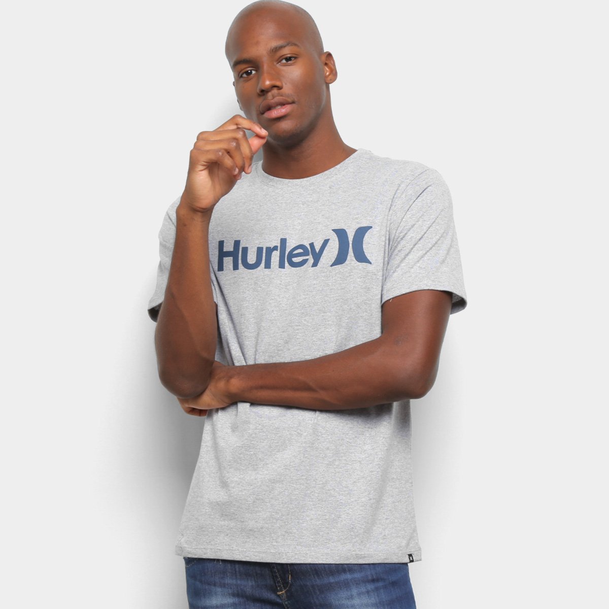 Camiseta Hurley O&O Solid Masculina - Mescla Menor preço em Camiseta Hurley O&O Solid Masculina - Mescla