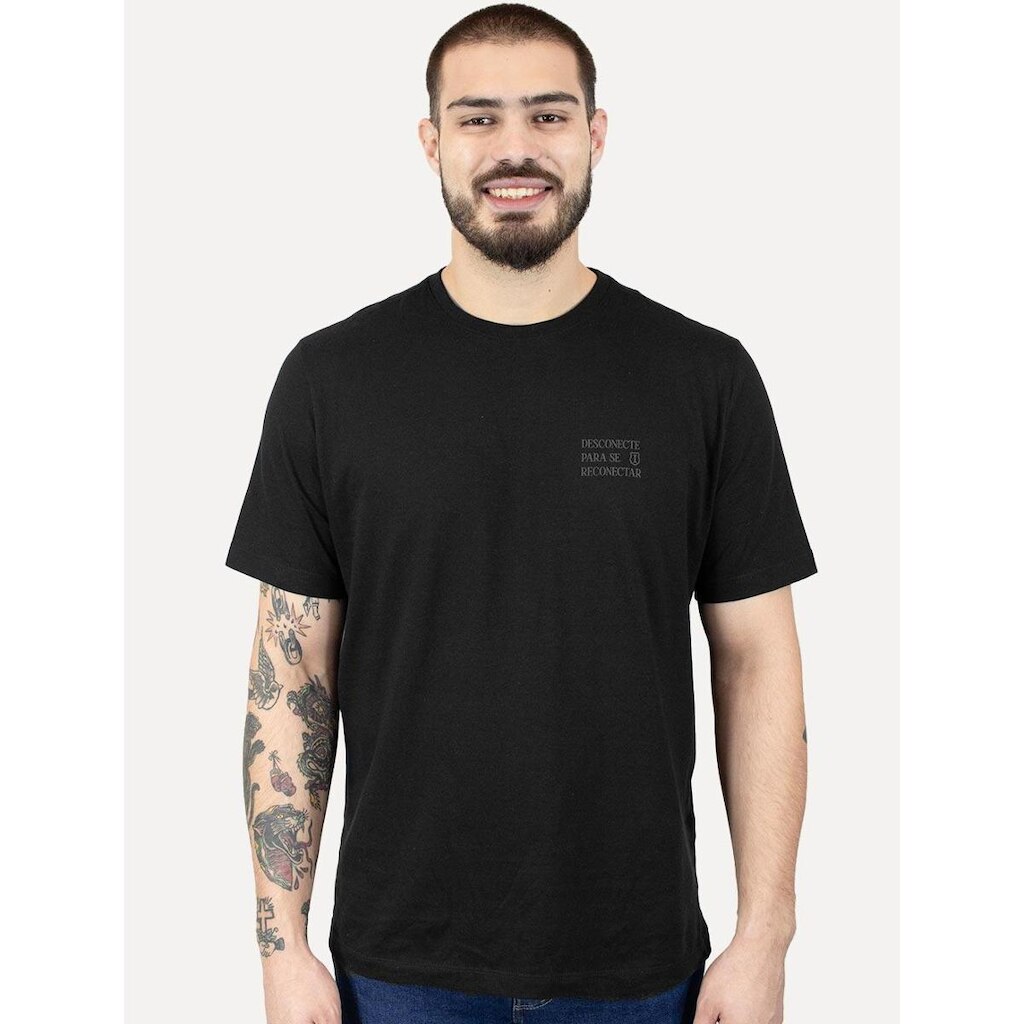 Camiseta Individual Comfort Fit Desconecte Estampa Preta