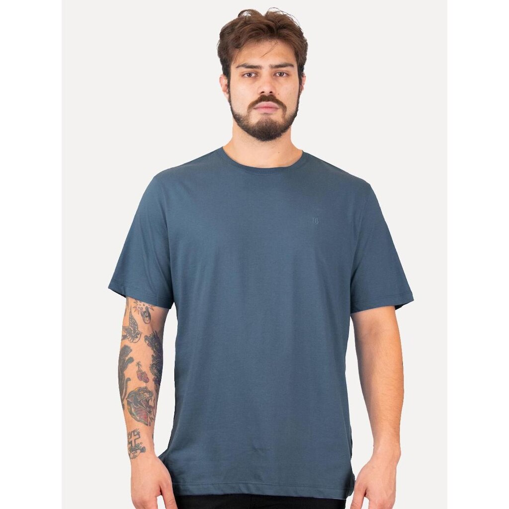 Camiseta Individual Comfort Pima Soft Touch Logo Azul Escuro
