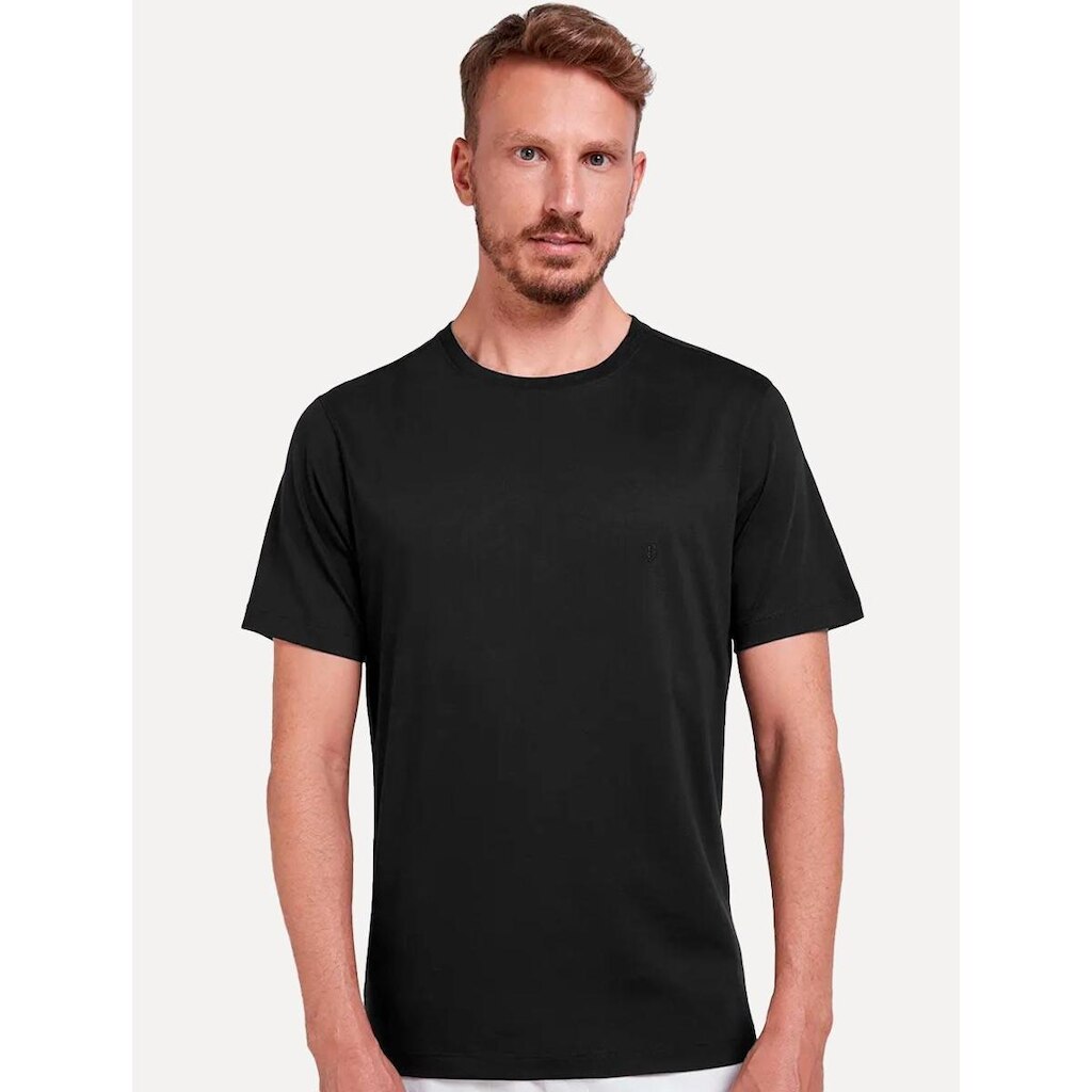Camiseta Individual Comfort Pima Soft Touch Logo Preta
