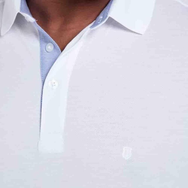 Camiseta Individual Gola Polo Branca Pima Cotton