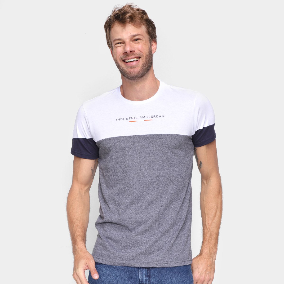 Camiseta Industrie Amsterdam Masculina - Branco Menor preço em Camiseta Industrie Amsterdam Masculina - Branco