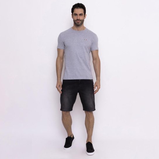 Camiseta Industrie Básica Bordada Italia Algodão Premium Masculina