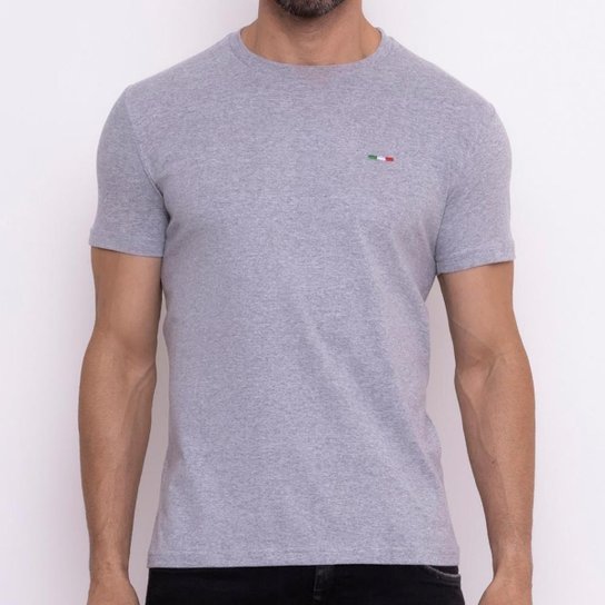 Camiseta Industrie Básica Bordada Italia Algodão Premium Masculina
