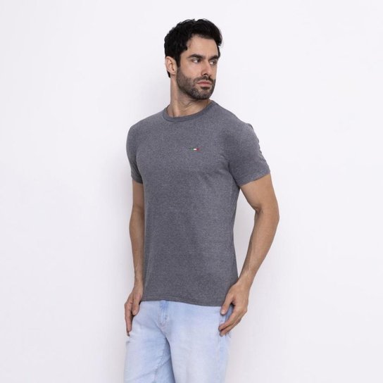 Camiseta Industrie Básica Bordada Italia Algodão Premium Masculina