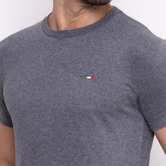 Camiseta Industrie Básica Bordada Italia Algodão Premium Masculina