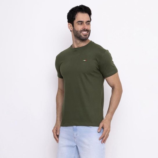 Camiseta Industrie Básica Bordada Italia Algodão Premium Masculina