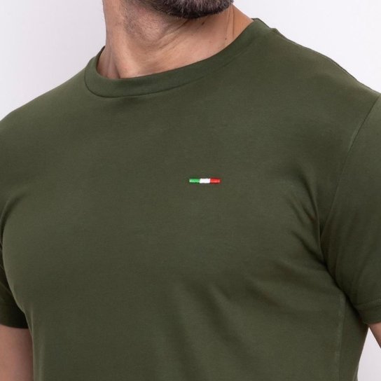 Camiseta Industrie Básica Bordada Italia Algodão Premium Masculina