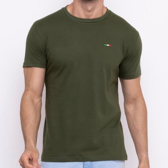 Camiseta Industrie Básica Bordada Italia Algodão Premium Masculina