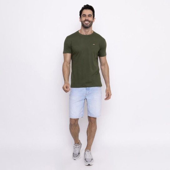 Camiseta Industrie Básica Bordada Italia Algodão Premium Masculina