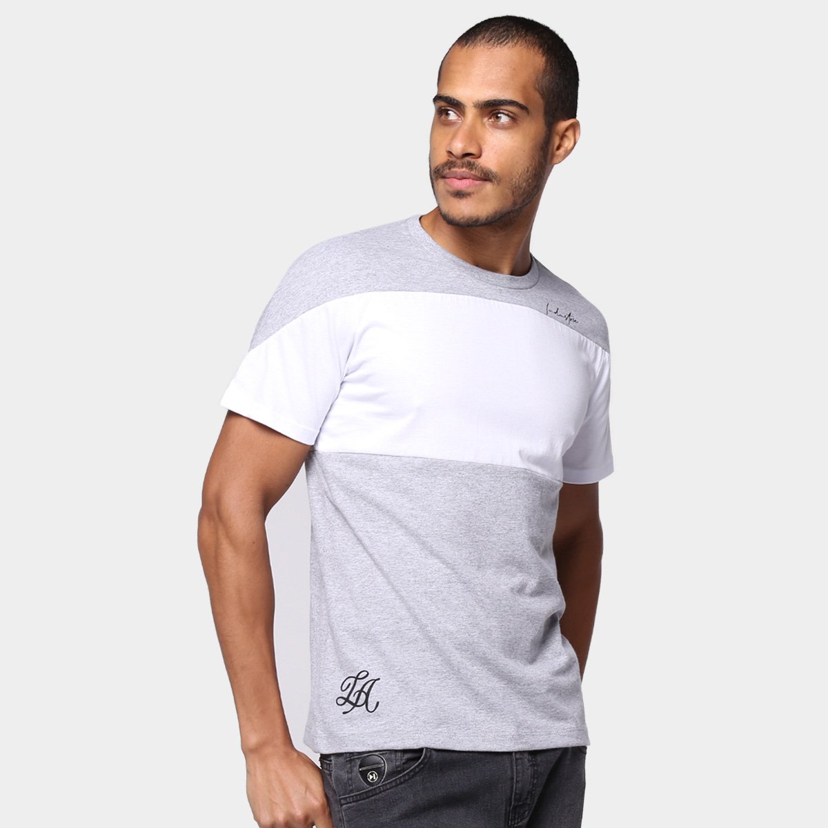 Camiseta Industrie Color Block Los Angeles Masculina - Mescla Menor preço em Camiseta Industrie Color Block Los Angeles Masculina - Mescla