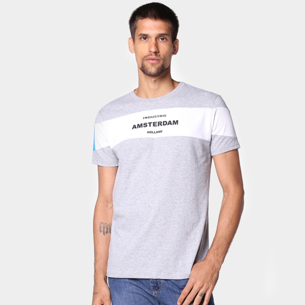 Camiseta Industrie Especial Amsterdam Masculina - Mescla Menor preço em Camiseta Industrie Especial Amsterdam Masculina - Mescla
