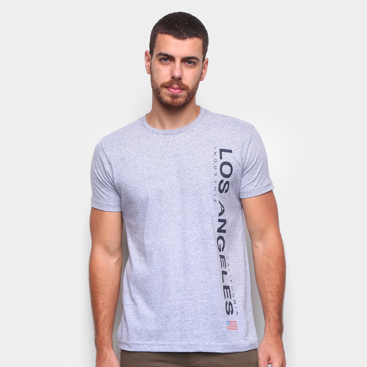 Camiseta Industrie Estampada Manga Curta Masculina - Cinza Menor preço em Camiseta Industrie Estampada Manga Curta Masculina - Cinza
