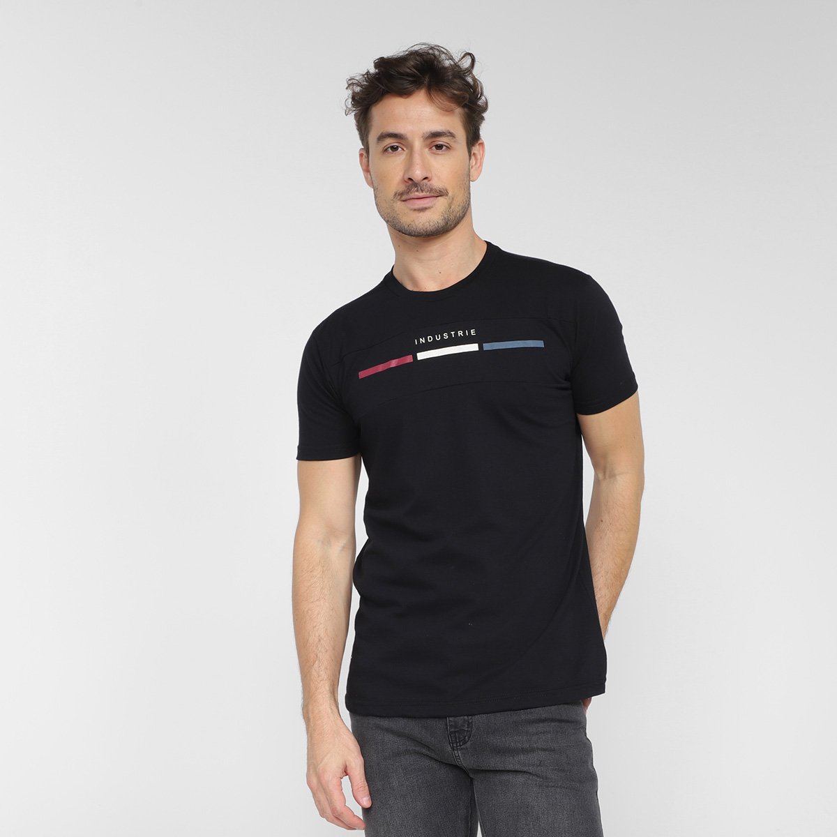 Camiseta Industrie Estampada Masculina - Preto Menor preço em Camiseta Industrie Estampada Masculina - Preto