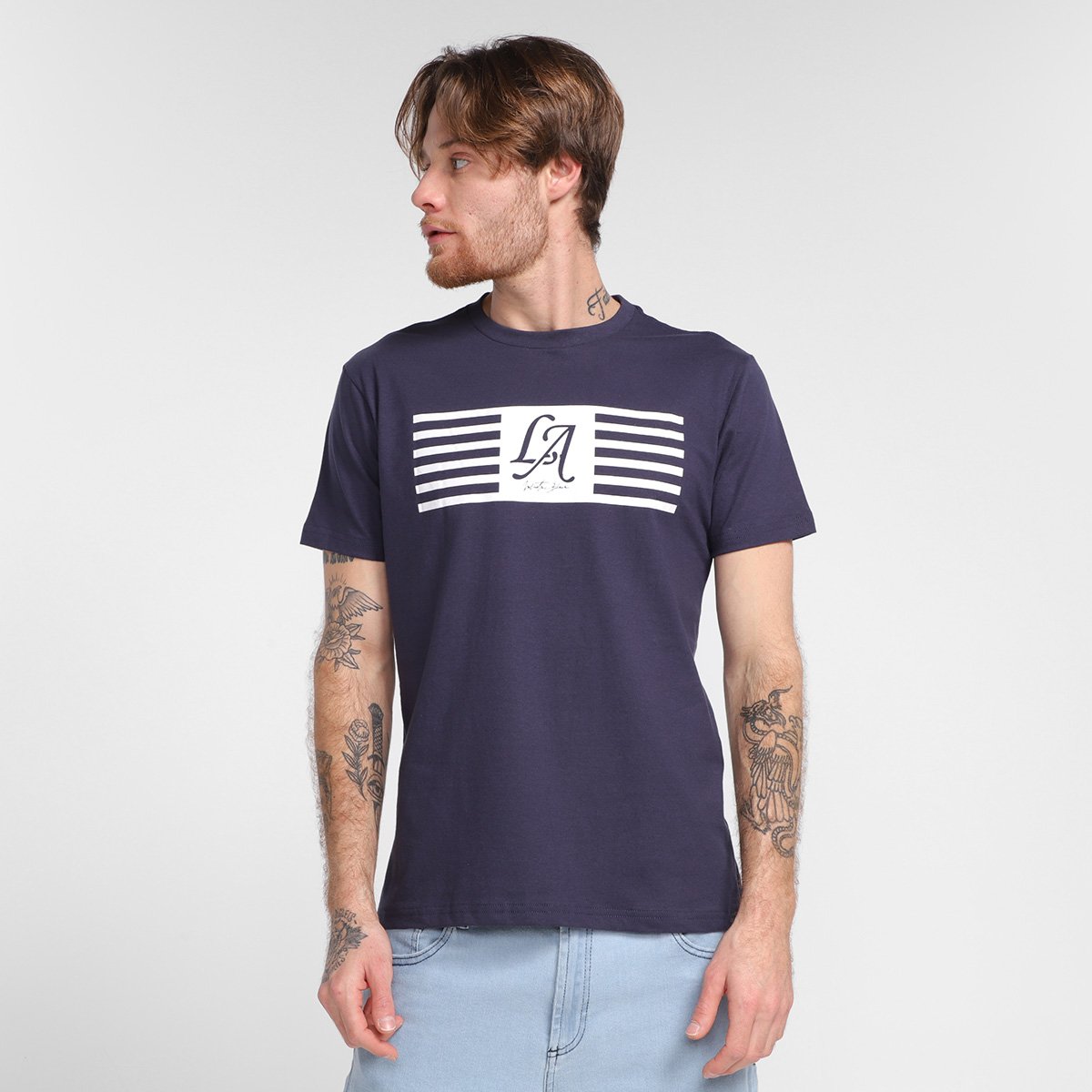 Camiseta Industrie Los Angeles California Masculina - Marinho Menor preço em Camiseta Industrie Los Angeles California Masculina - Marinho