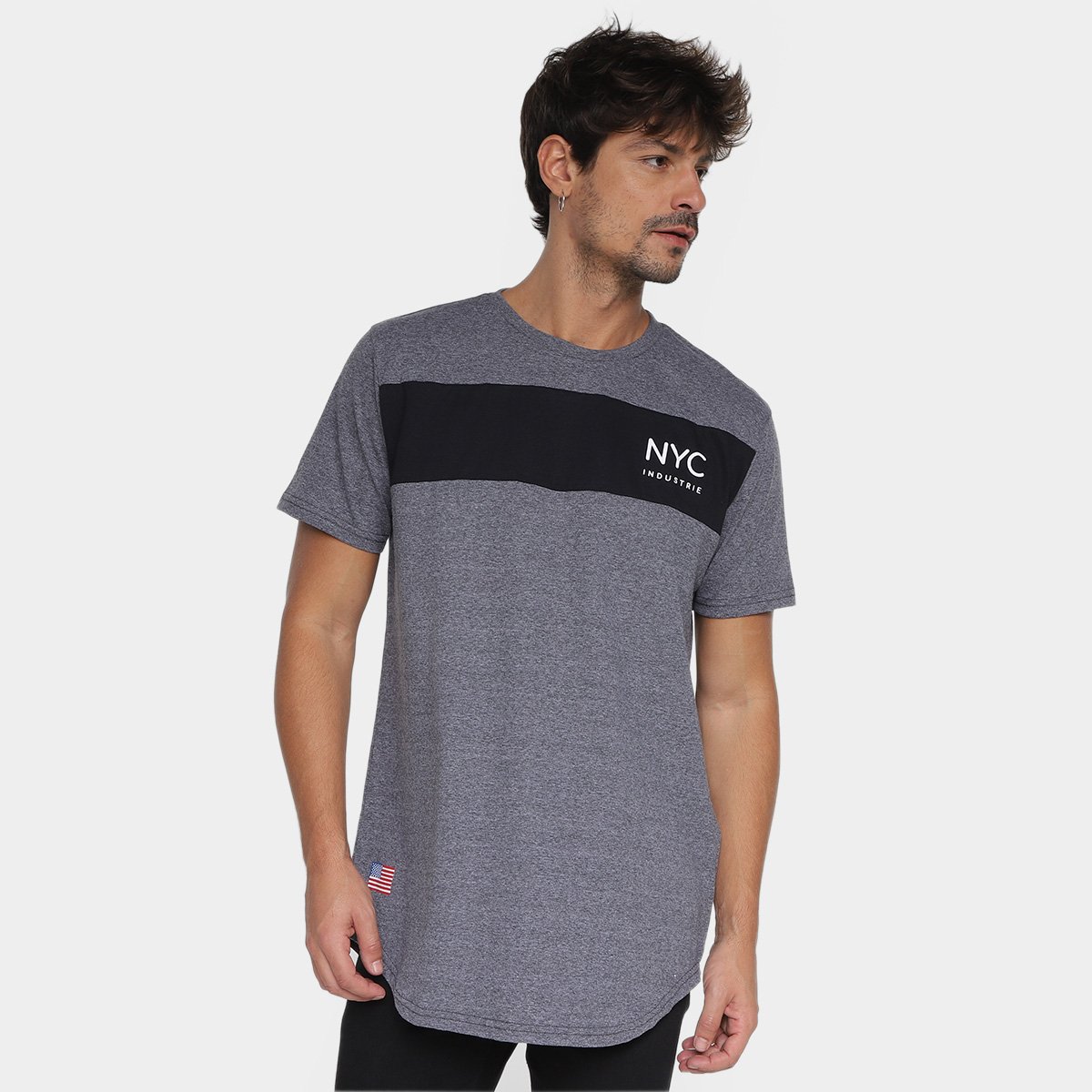Camiseta Industrie NYC Masculina - Grafite Menor preço em Camiseta Industrie NYC Masculina - Grafite