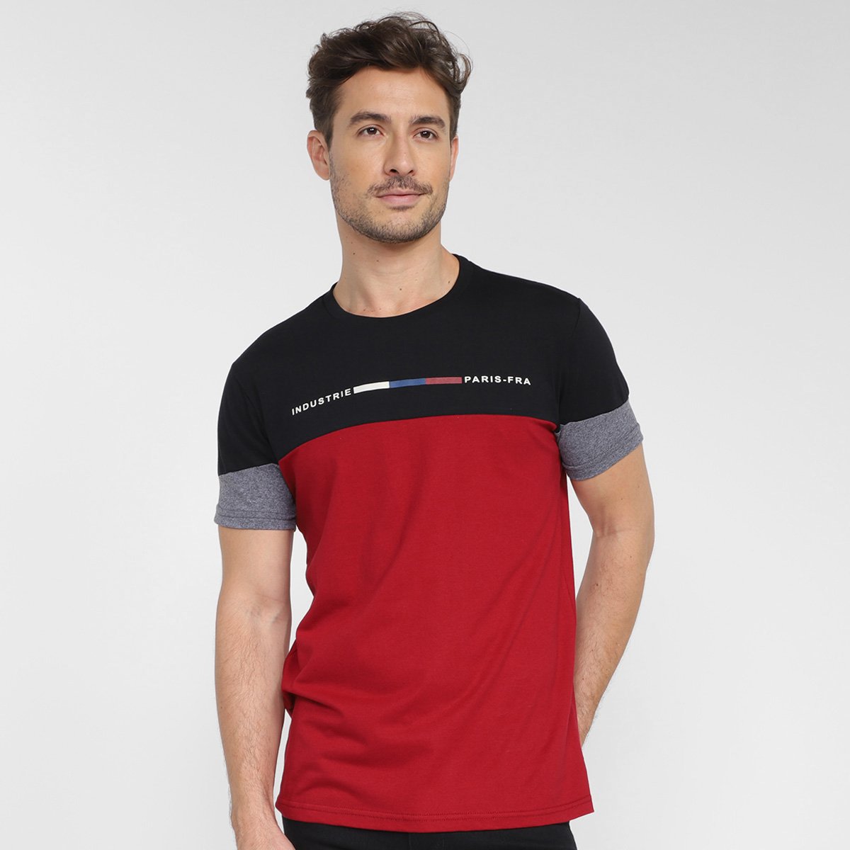Camiseta Industrie Paris França Masculina - Preto Menor preço em Camiseta Industrie Paris França Masculina - Preto