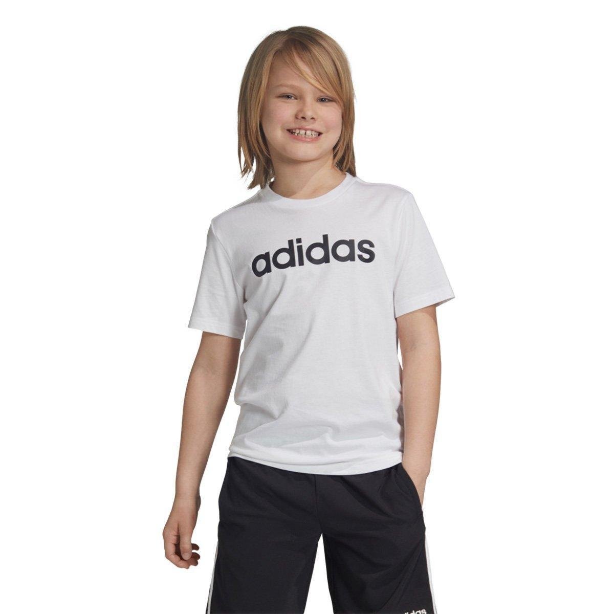 Camiseta Infantil Adidas Youth Boys Essentials Linear Manga Curta - Branco+Preto é boa?