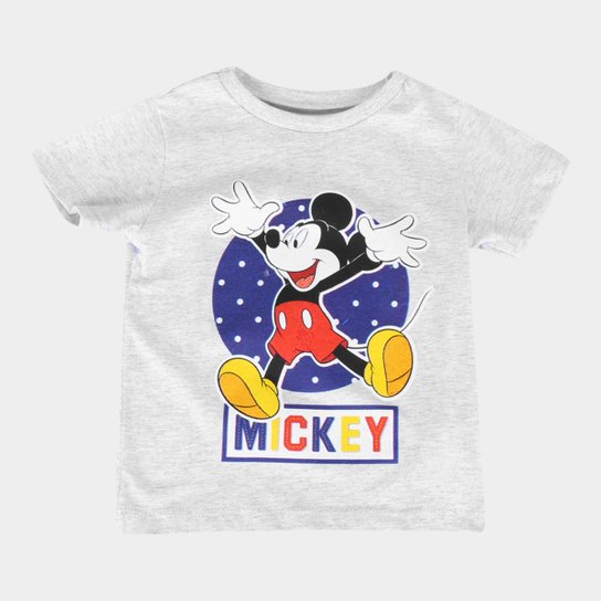 Camiseta Infantil Disney Mickey And Friends Happy Masculina - Mescla Claro