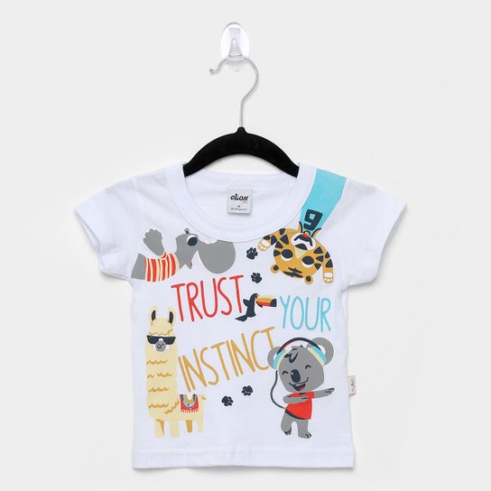 Camiseta Infantil Elian Trust Your Intinct Manga Curta Masculina - Branco