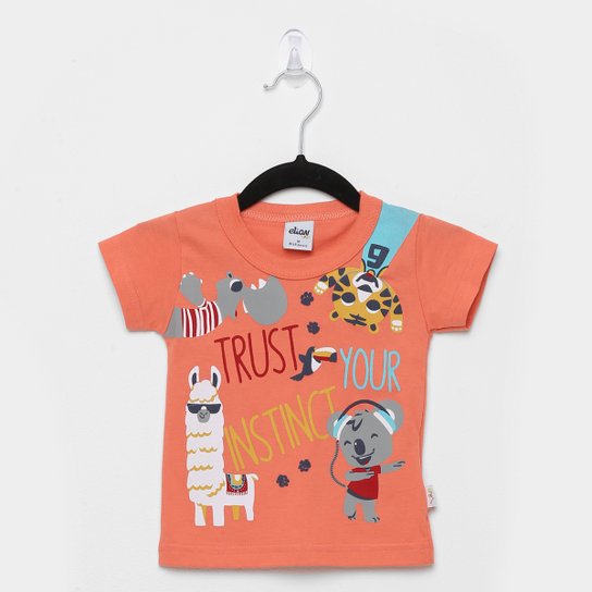 Camiseta Infantil Elian Trust Your Intinct Manga Curta Masculina - Laranja