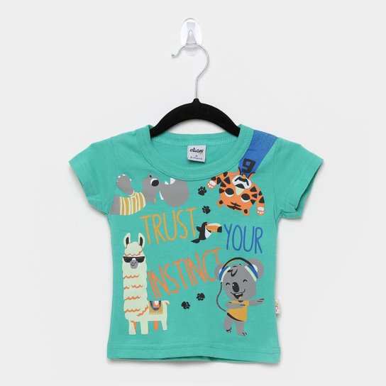 Camiseta Infantil Elian Trust Your Intinct Manga Curta Masculina - Verde claro