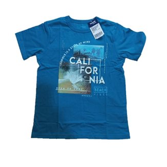 Camiseta Infantil Estampada Azul California Brandili